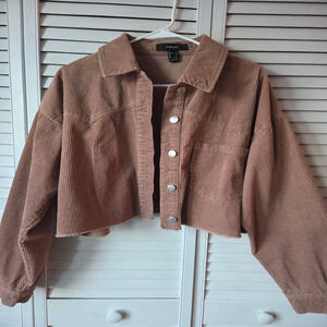 Women's FOREVER 21 Brown Corduroy Cropped Jacket Size L